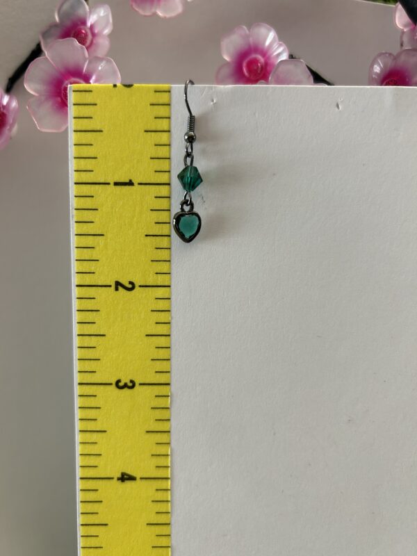 green heart dangle earring