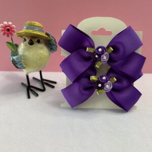 purple flower hair bows